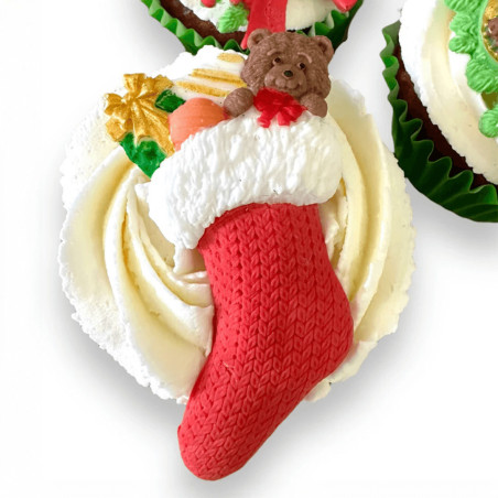 calcetín navideño de pasta de azúcar para modelar
