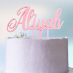 Topper de pastel personalizado con nombre rosa