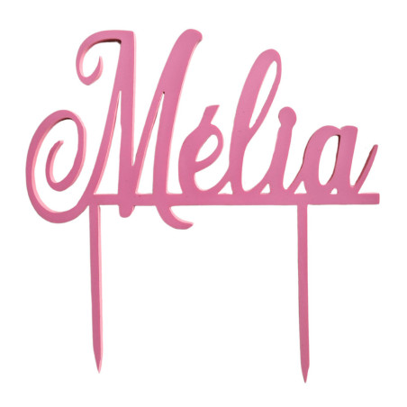 Topper de pastel personalizado con nombre rosa