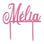 Topper de pastel personalizado con nombre rosa