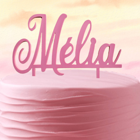 Topper de pastel personalizado con nombre rosa