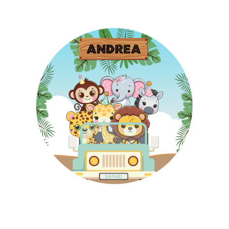 Foto comestible de animales de la selva personalizable