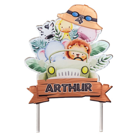 adorno de pastel de safari personalizable
