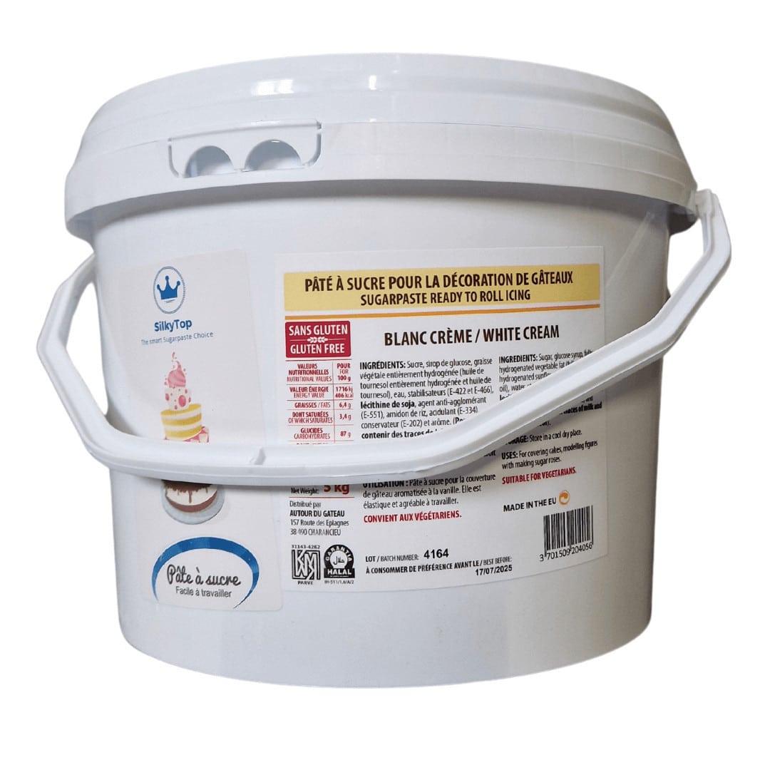Pasta de azúcar blanca Silkytop crema 5 Kg | Diseño de la torta