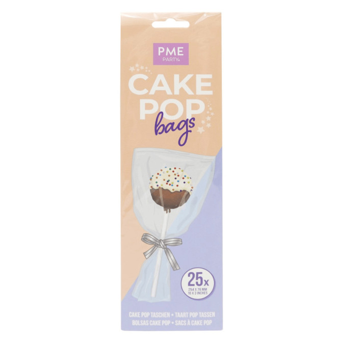 25 bolsas cakepop transparentes con cinta