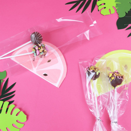 25 bolsas cakepop transparentes con cinta