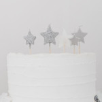 Velas de cumpleaños estrella plateada
