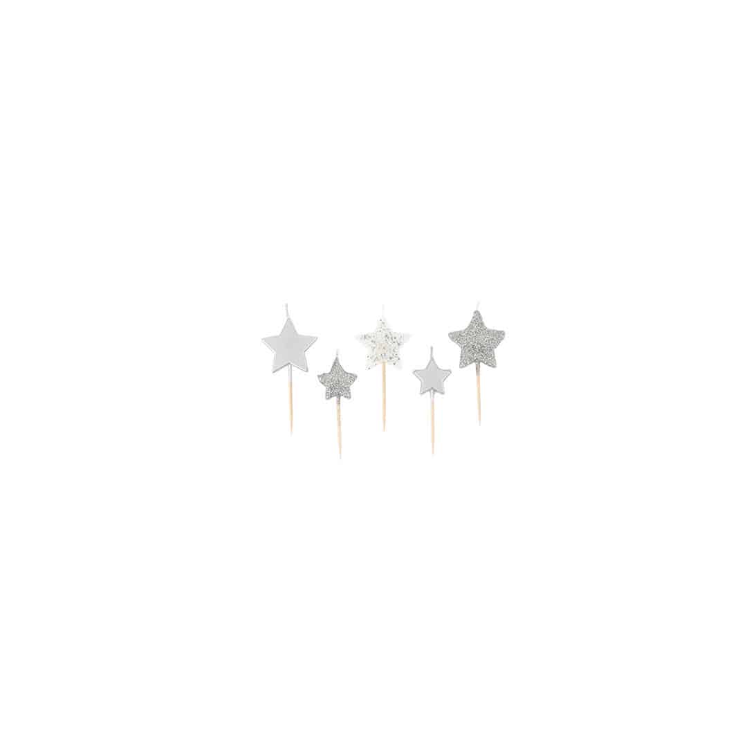 Velas de cumpleaños estrella plateada