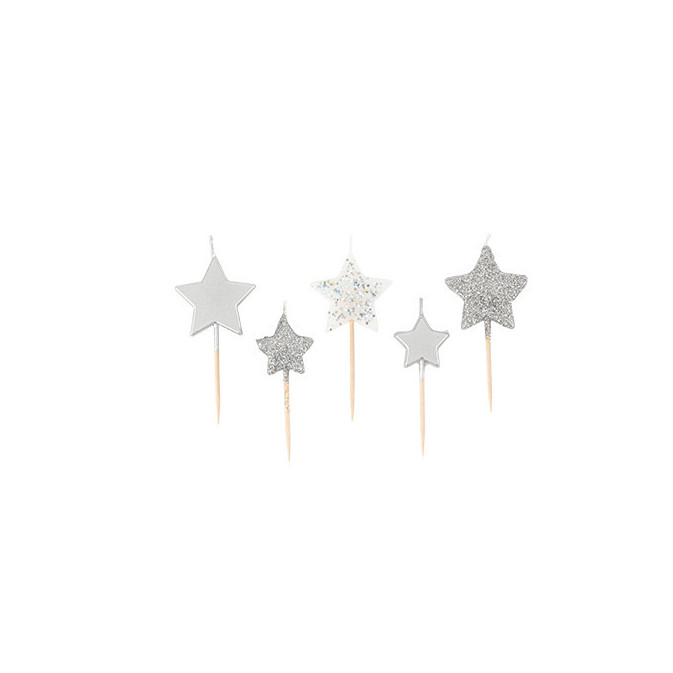 Velas de cumpleaños estrella plateada