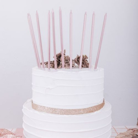 10 velas gigantes de oro rosa