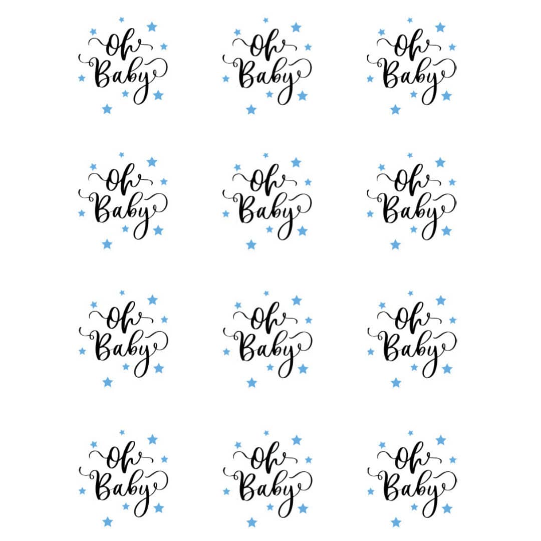 12 discos de azúcar Oh baby blue
