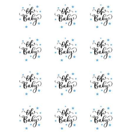 12 discos de azúcar Oh baby blue