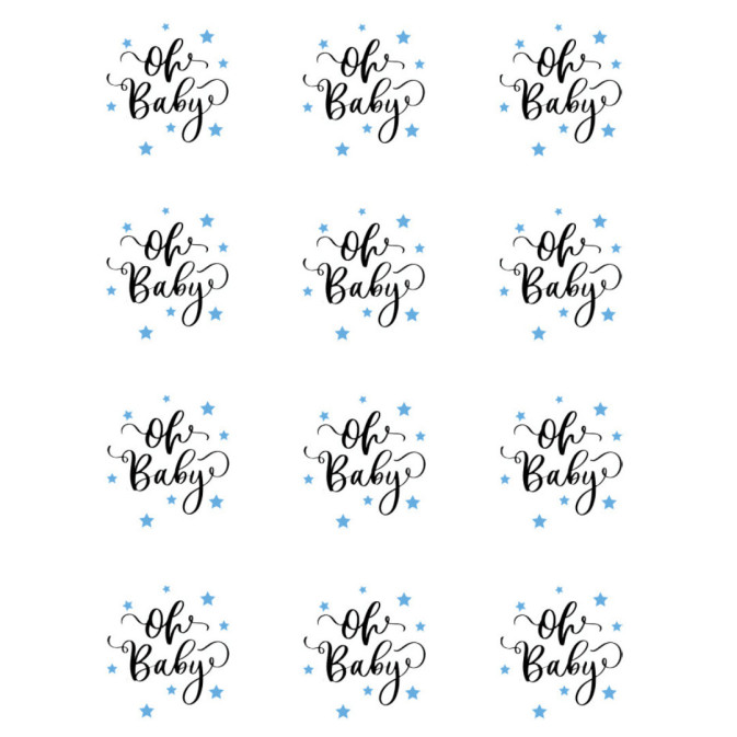 12 discos de azúcar Oh baby blue