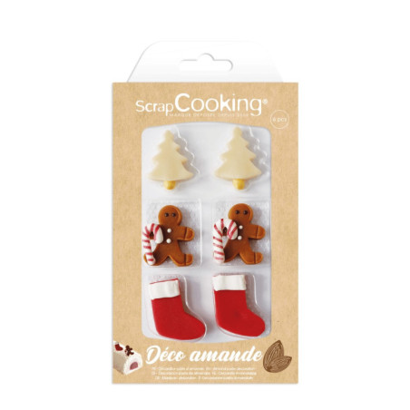 6 adornos navideños hechos con pasta de almendras