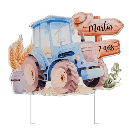 topper de pastel de tractor personalizable