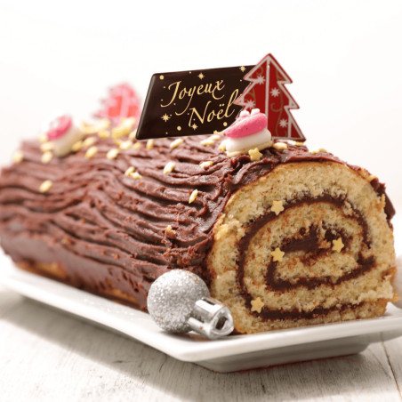 Bies de chocolate feliz Navidad en tronco
