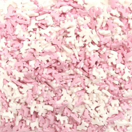 chispas de azúcar de unicornio rosa y blanco