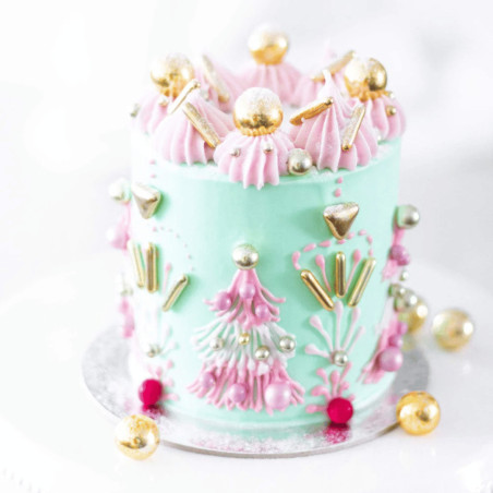 diseño de pastel colorido con chispitas doradas