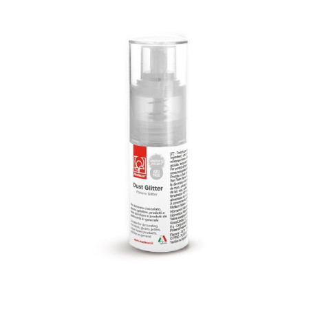 Spray de polvo plateado brillante