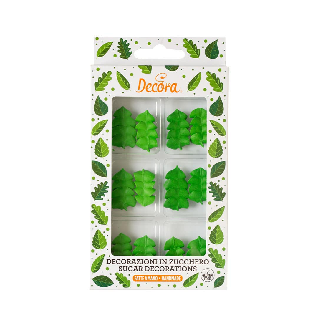 12 hojas verdes para flores de azúcar