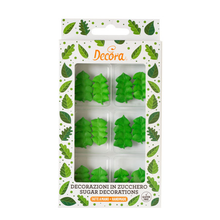 12 hojas verdes para flores de azúcar