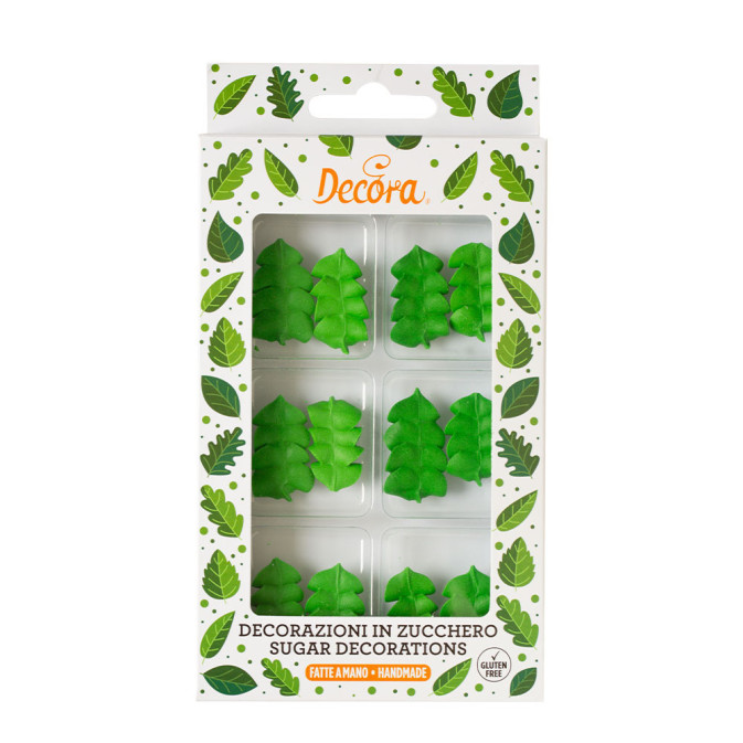 12 hojas verdes para flores de azúcar