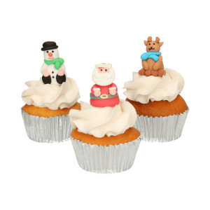 3 figuras de azúcar navideñas 3D