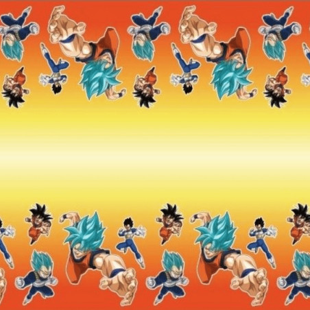 Detalles del mantel de cumpleaños de Dragon Ball.