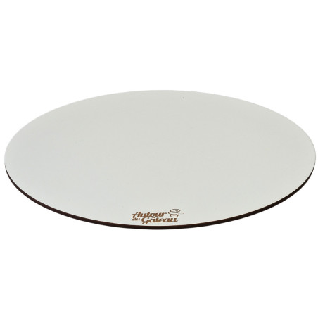 Bandeja redonda de madera personalizada con logo lateral