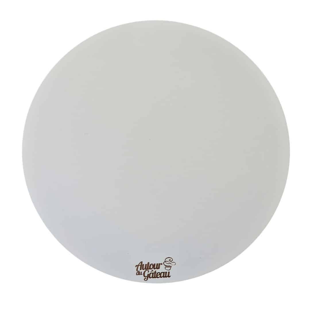 Bandeja redonda de madera personalizada con logo en la parte superior