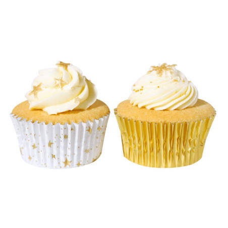 cupcake decorado con caja dorada