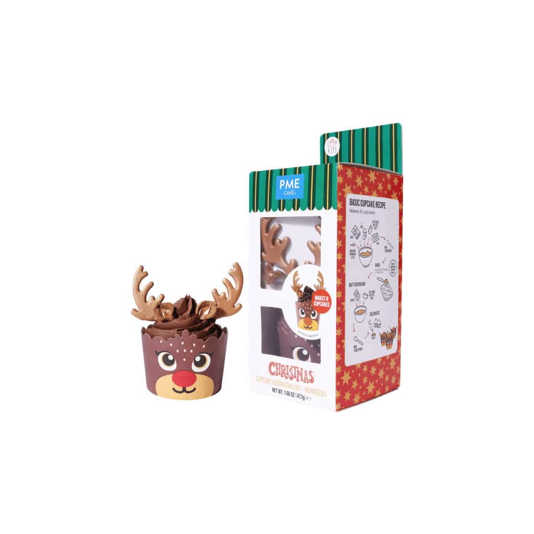Kit de cupcakes de renos navideños