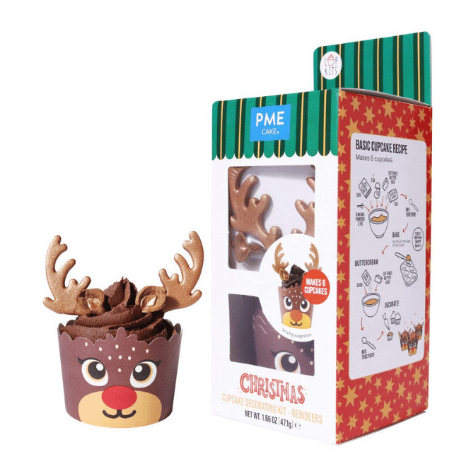Kit de cupcakes de renos navideños