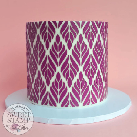 pastel decorado con plantilla de sello dulce Marabou