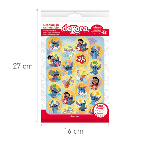 Mini discos de oblea Stitch Ø 3,4 cm en su embalaje
