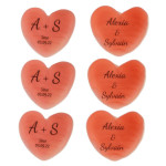 6 caramelos de corazón personalizados