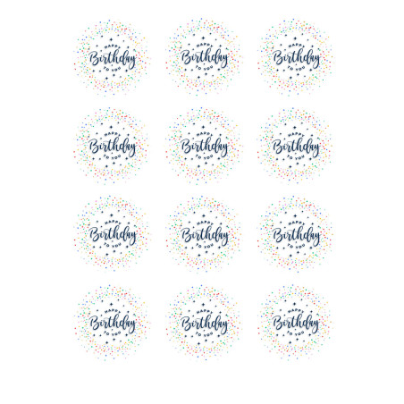 12 discos para cupcakes de feliz cumpleaños