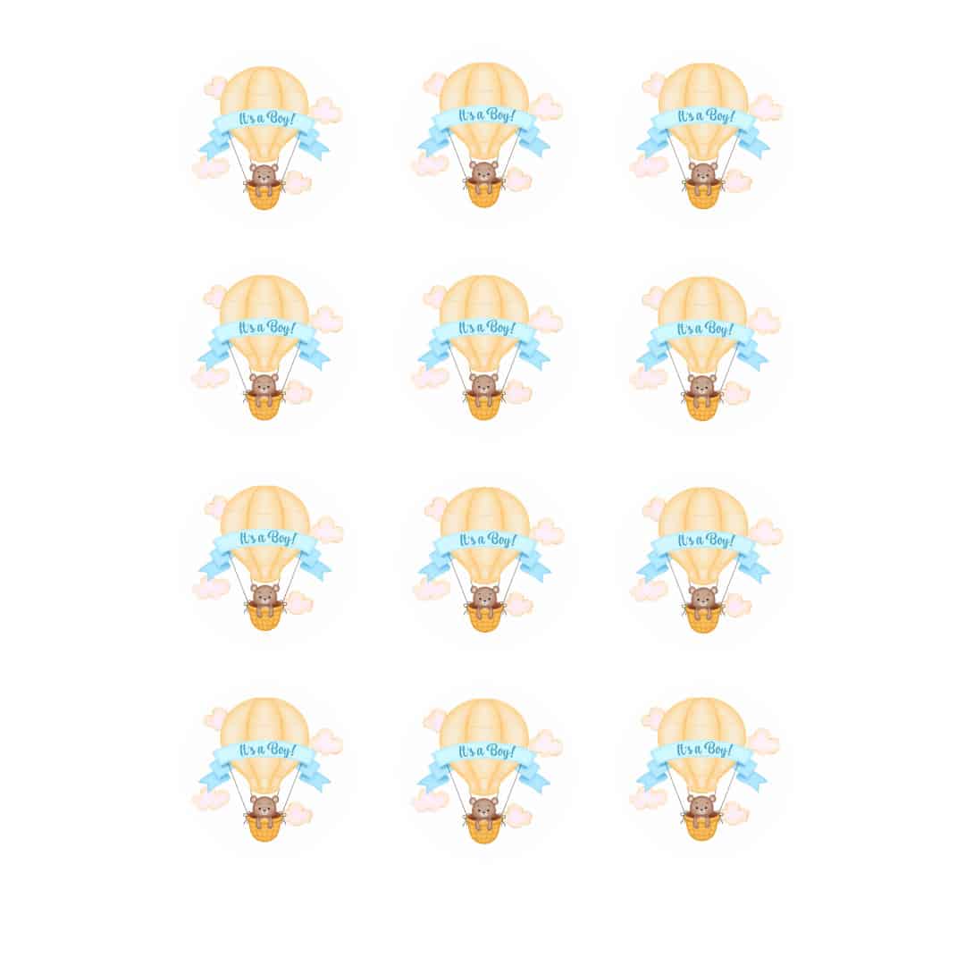 12 Mini discos de azúcar it'a boy Ø 5 cm para cupcakes