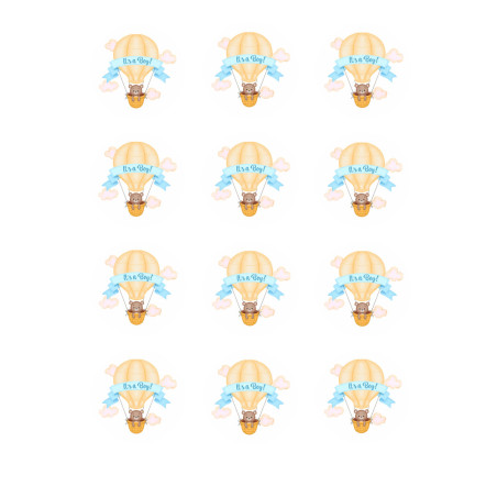 12 Mini discos de azúcar it'a boy Ø 5 cm para cupcakes