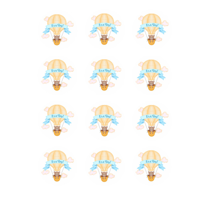 12 Mini discos de azúcar it'a boy Ø 5 cm para cupcakes