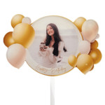 Adorno para tarta de cumpleaños con globo dorado