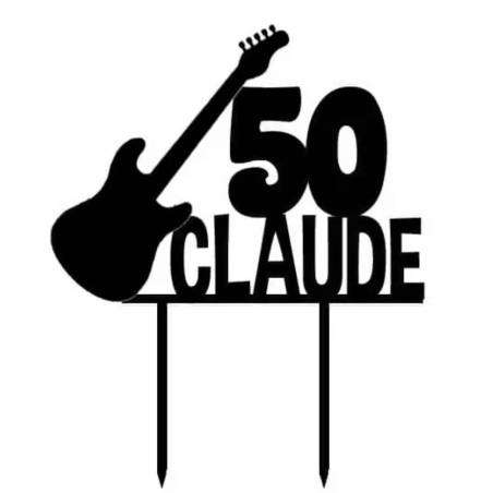 Adorno para tarta con guitarra y música para personalizar