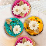 cupcakes de flores de oblea