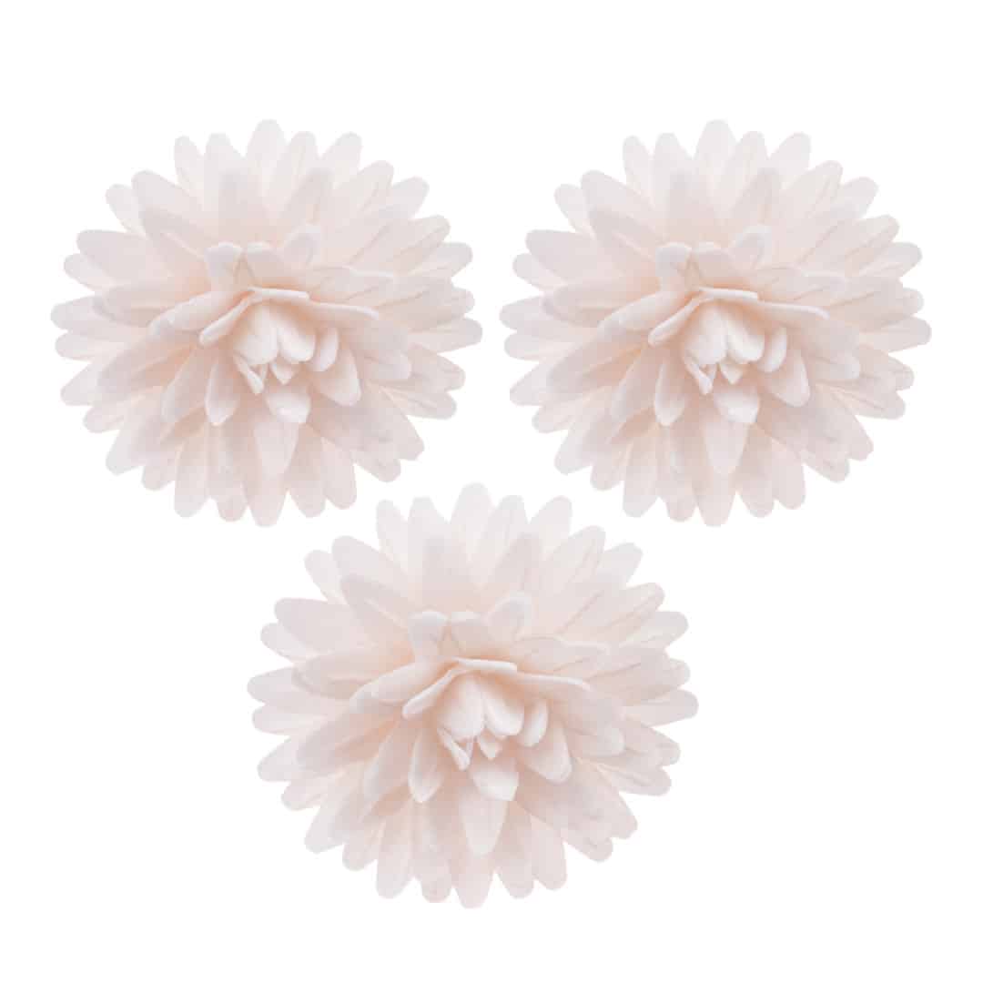 12 pompones de oblea blancos
