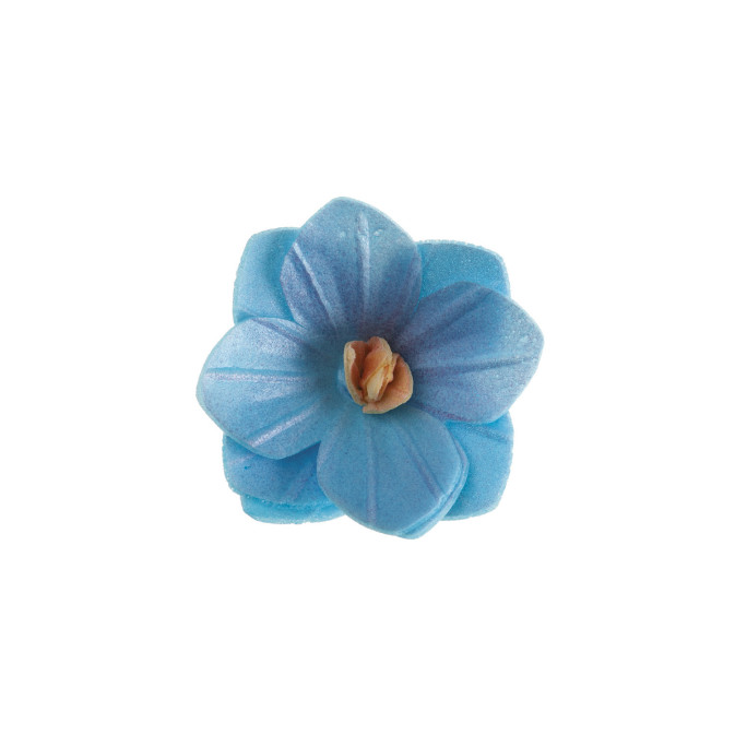 18 flores de oblea azules