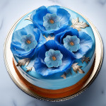 pastel de flores de oblea azul