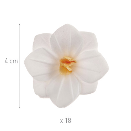 18 flores de oblea blancas de 4 cm