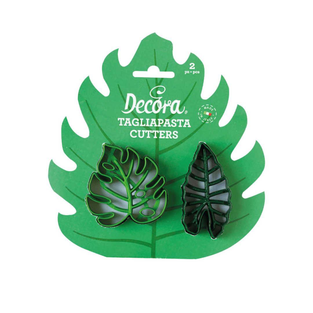 2 cortadores de galletas de hojas tropicales Decora