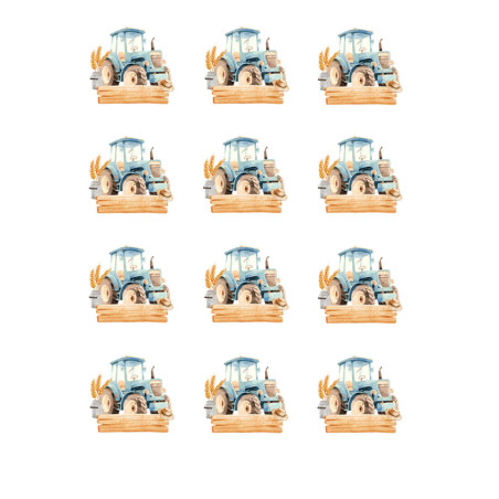 12 minidiscos comestibles de tractor personalizables