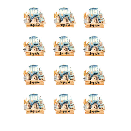 12 minidiscos comestibles de tractor personalizables